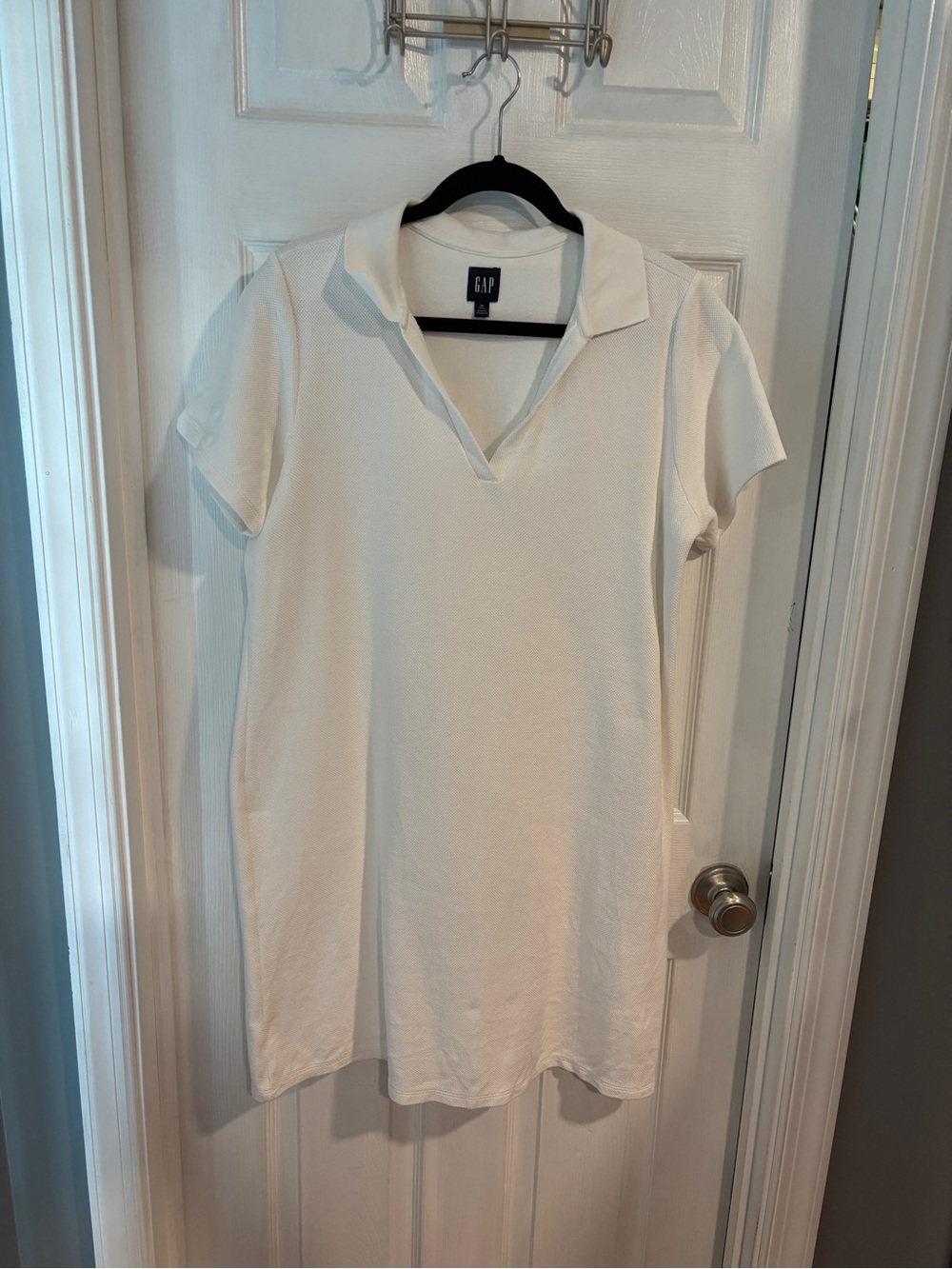 GAP White Short-Sleeve Polo Tunic Dress Med Tall